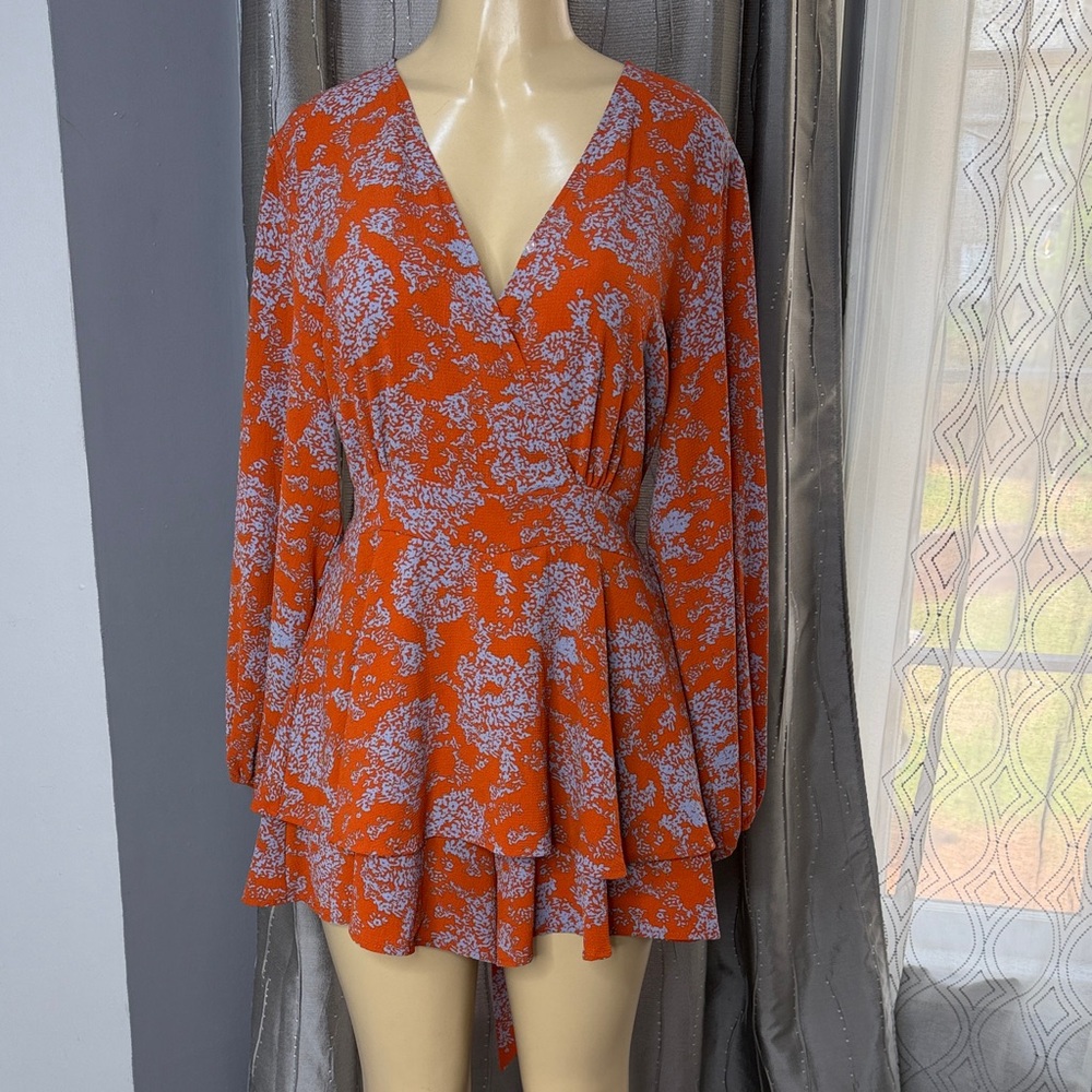 Fashion Classic Fashion Collection Women’s Jumpsuit Sz L Blue/Orange Back Zipper
